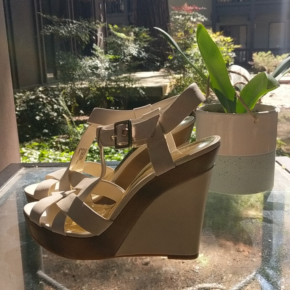 White Strappy Wedge Sandals